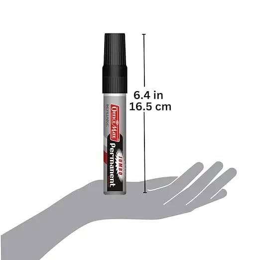 Soni Office Mate Jumbo Permanent Marker 10 mm Chisel Tip Non-Bleeding, Low Odor for Office, School, Home, Black (Pack of 2)