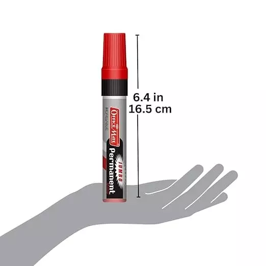 Soni Office Mate Jumbo Permanent Marker 10 mm Chisel Tip Non-Bleeding, Low Odor for Office, School, Home, Red (Pack of 2)