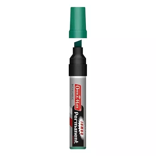Soni Office Mate Jumbo Permanent Marker 10 mm Chisel Tip Non-Bleeding, Low Odor for Office, School, Home, Green (Pack of 2)