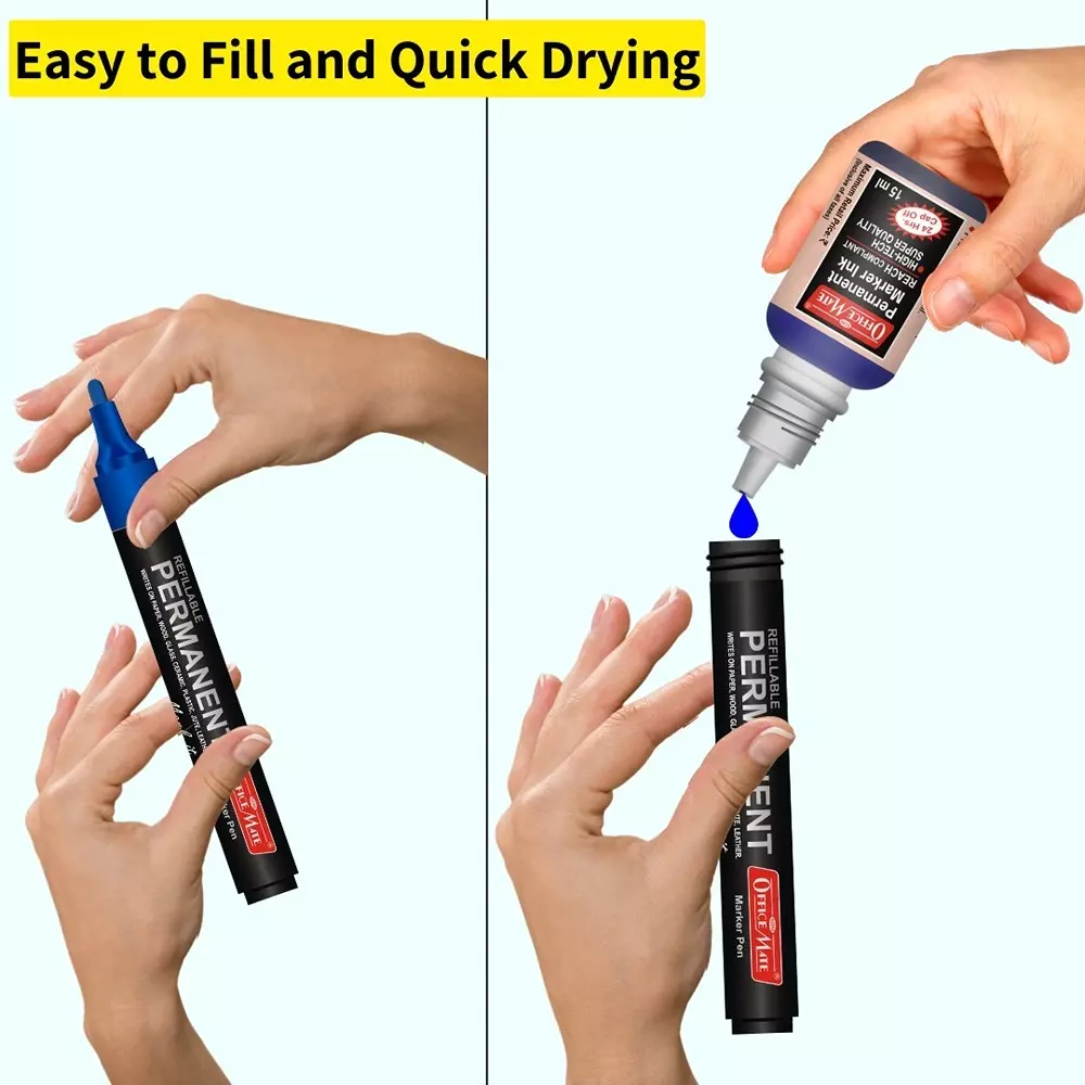 Soni Office Mate Permanent Marker Combo Refillable Type Waterproof, Smudge proof 4.43 mm Bullet Tip Ideal For Office, School & Home, Multicolor (Set of 8)