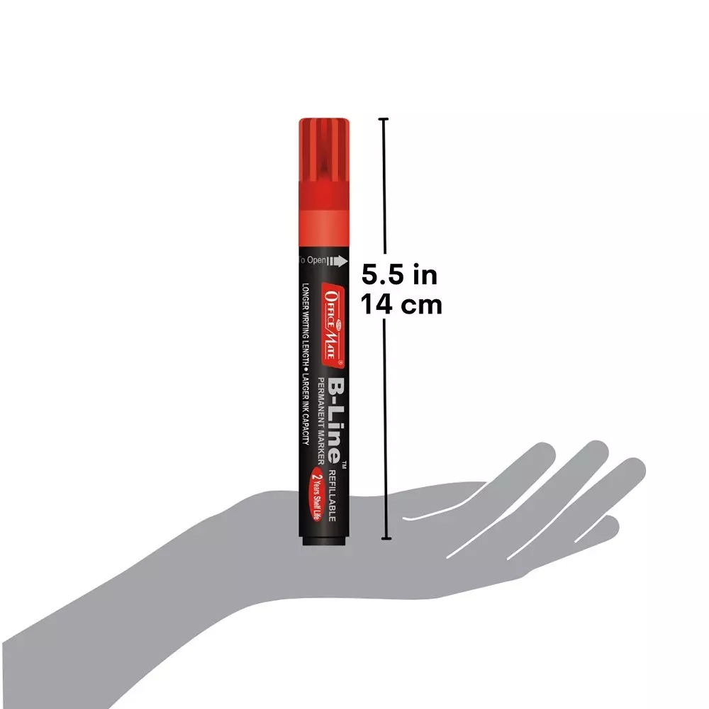 Soni Office Mate B-Line Permanent Maker Refillable Type Low Odor, Waterproof 4.43 mm Bullet Tip Ideal For Office, School & Home, Multicolor (Pack of 4)