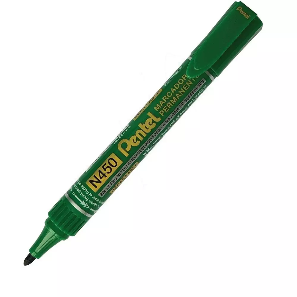 Pentel Ball Point Type Permanent Marker Plastic Green for Home, School & Office Use, N450