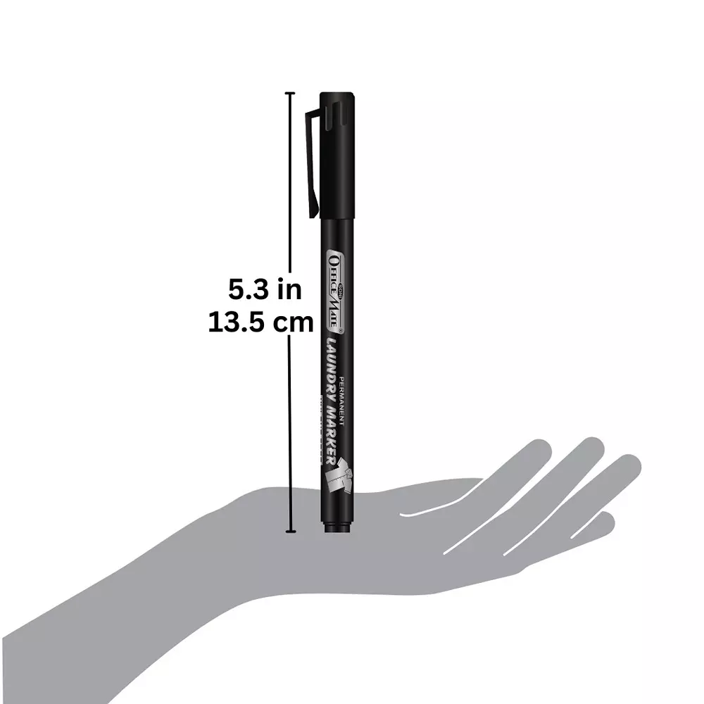 Soni Office Mate 1.09 mm Fine Tip Laundry Marker Fade Proof, Water Proof, Quick Drying Ink for Uniform, Bags & Labels, Black (Pack of 10)