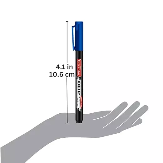Soni Office Mate Permanent OHP/CD/DVD Marker 2.2 mm Fine Tip Fade Proof, Water Proof, Quick Drying Ink, Blue (Pack of 10)