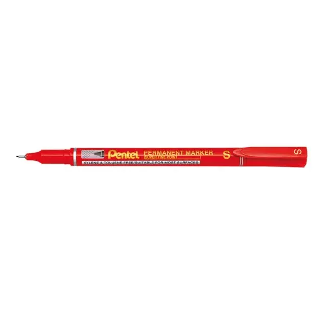 Pentel Permanent Marker Super Fine Point 0.64 mm Bullet Tip Red Ink, NFS410