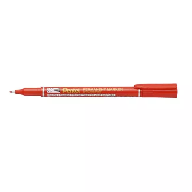 Pentel Permanent Marker Extra Fine Point 1.6 mm Bullet Tip Red Ink, NF450