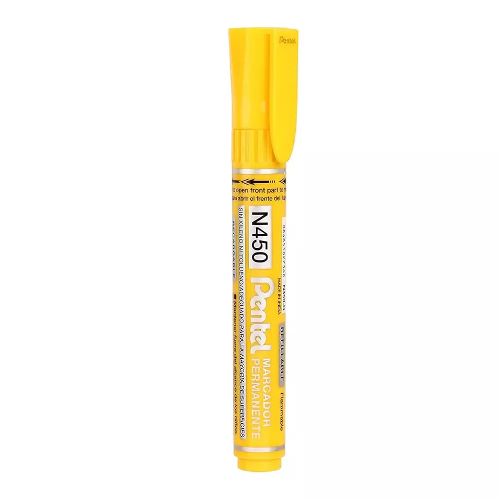 Pentel Permanent Marker Pen Plastic Yellow for Home, School & Office Use, N450