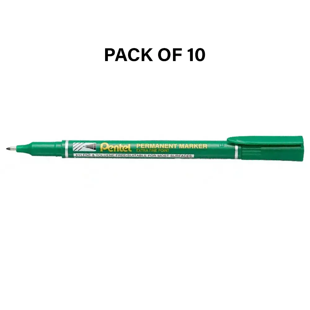 Pentel CD Marker Plastic Green 0.6 mm Tip Size for Home, School & Office Use, N450 (Pack of 10 Pcs)