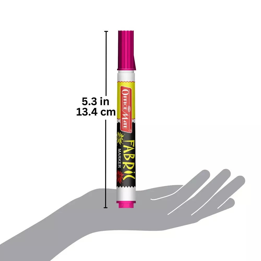 Soni Office Mate Fabric Marker 4.43 mm Bullet Tip Wash Resistant Ink for Fabric Art, Multicolor (Pack of 8)