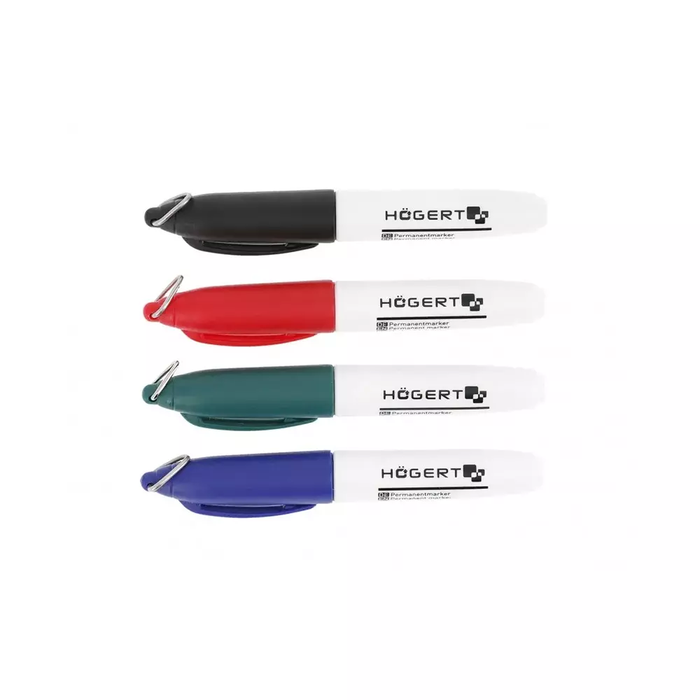 Hogert Technik Permanent Marker Mix of Black, Blue, Purple, Red Ink Color and 95 mm Length, HT3B774 (Pack of 80)