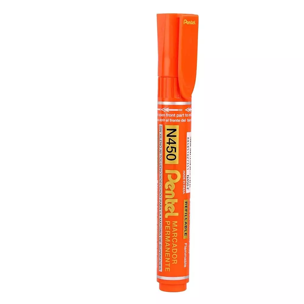 Pentel Permanent Marker Pen Plastic Orange for Home, School & Office Use, N450