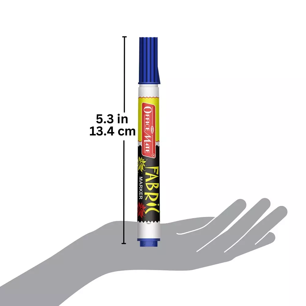 Soni Office Mate Fabric Marker 4.43 mm Bullet Tip Wash Resistant Ink for Fabric Art, Multicolor (Pack of 5)