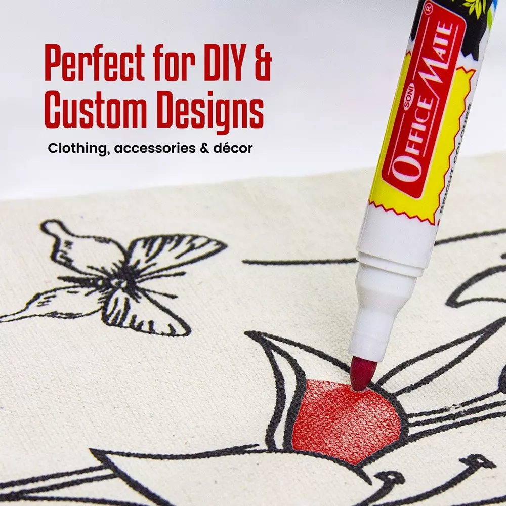 soni-office-mate-fabric-marker-443-mm-bullet-tip-wash-resistant-ink-for-fabric-art-multicolor-pack-of-5