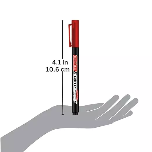 Soni Office Mate Permanent OHP/CD/DVD Marker 2.2 mm Fine Tip Fade Proof, Water Proof, Quick Drying Ink, Red (Pack of 10)