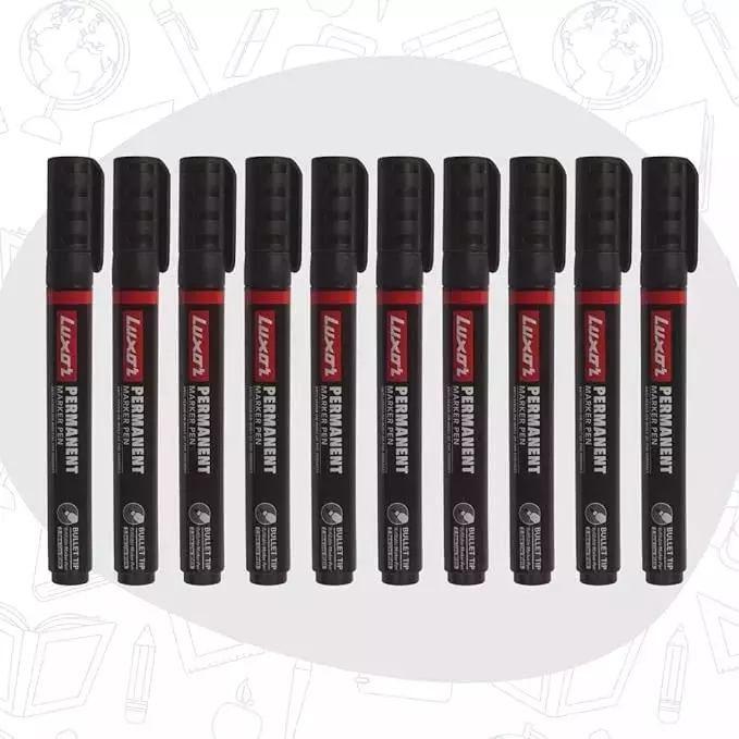 Luxor 1222 Refillable Permanent Bold Marker - Black  (Pack of 100)