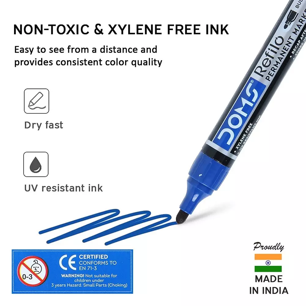 Doms Refilo Permanent Marker Pen Blue