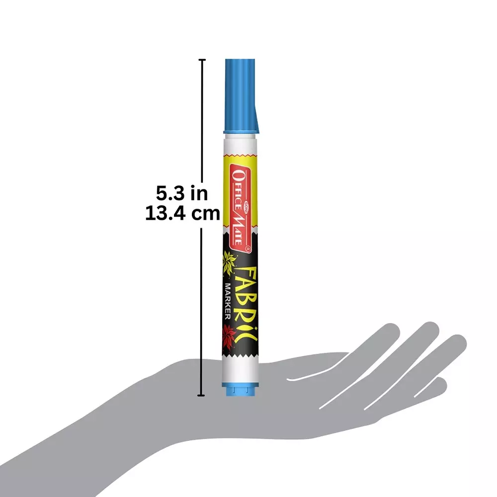 Soni Office Mate Fabric Marker 4.43 mm Bullet Tip Wash Resistant Ink for Fabric Art, Multicolor (Pack of 10)