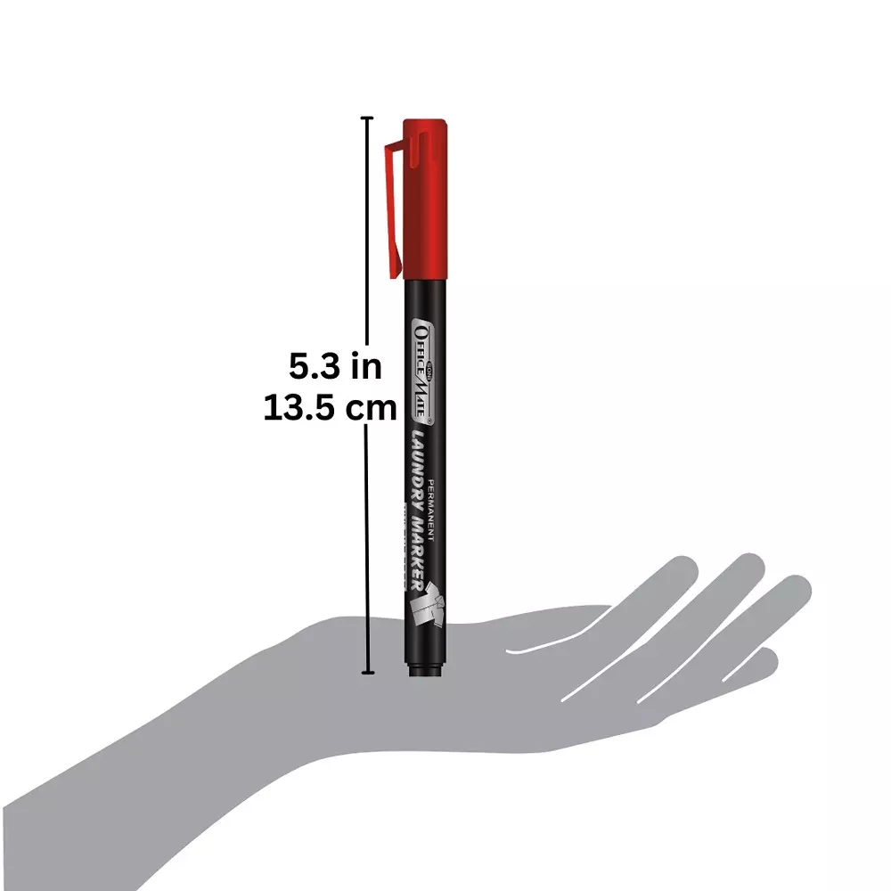 Soni Office Mate 1.09 mm Fine Tip Laundry Marker Fade Proof, Water Proof, Quick Drying Ink for Uniform, Bags & Labels, Red (Pack of 10)