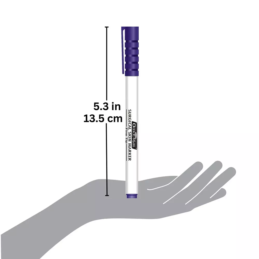 Soni Office Mate Surgical Skin Marker with Ruler 2.5 mm Fine Tip Waterproof & Sweatproof Ink for Incision Marking, Blue (Violet) (Pack of 10)
