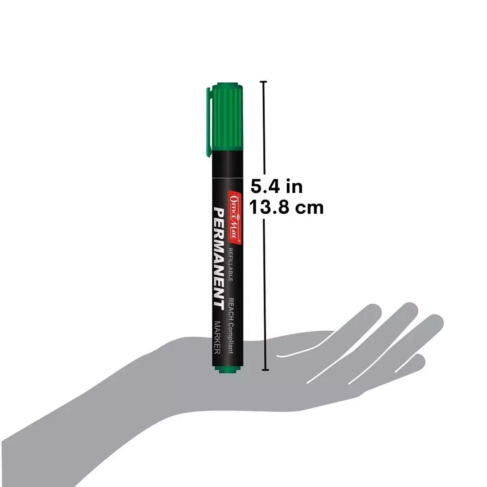 Soni Office Mate Regular Permanent Markers Cap with Clip Type Quick Drying, Non Bleeding 4.43 mm Bullet Tip Ideal For Home, School & Office Use, Multicolor (Pack of 4)