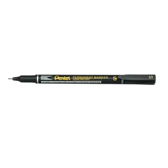 Pentel Permanent Marker Super Fine Point 0.64 mm Bullet Tip Black Ink, NFS410