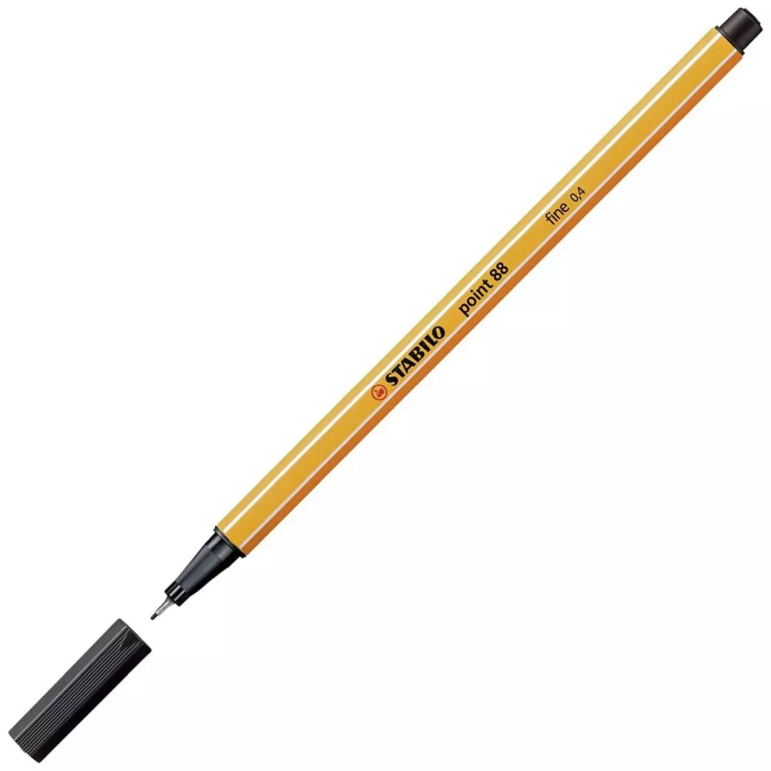 Stabilo Point 88 Fineliner Pen 0.4 mm Metal Enclosed Tip Black, 88/46