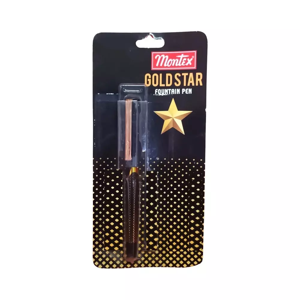 Montex Goldstar Fountain Pen Blue Ink Color Plastic for Home, School & Office Use