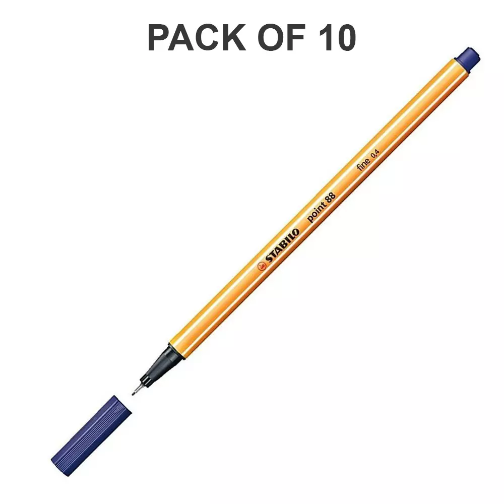 Stabilo Point 88 Fineliner Pen 0.4 mm Metal Enclosed Tip Night Blue, 88 22 PACK OF 10 (Pack of 10)