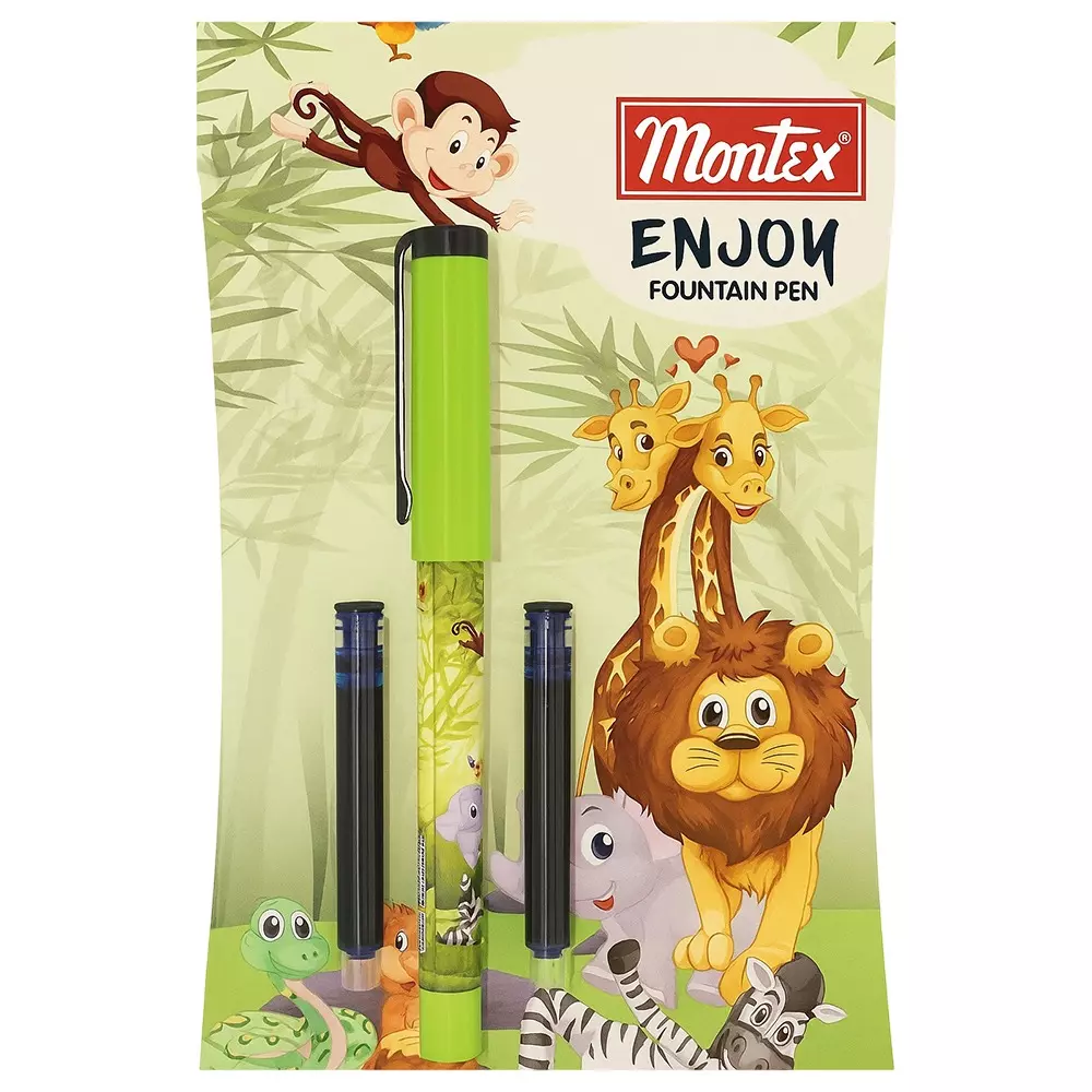 Montex Enjoy Fountain Pen Blue Ink Color Plastic for Home, School & Office Use