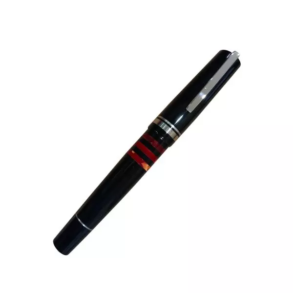 DELTA Titanio Galassia Black-Red Rings Resin With Titanium Trim Rollerball Pen