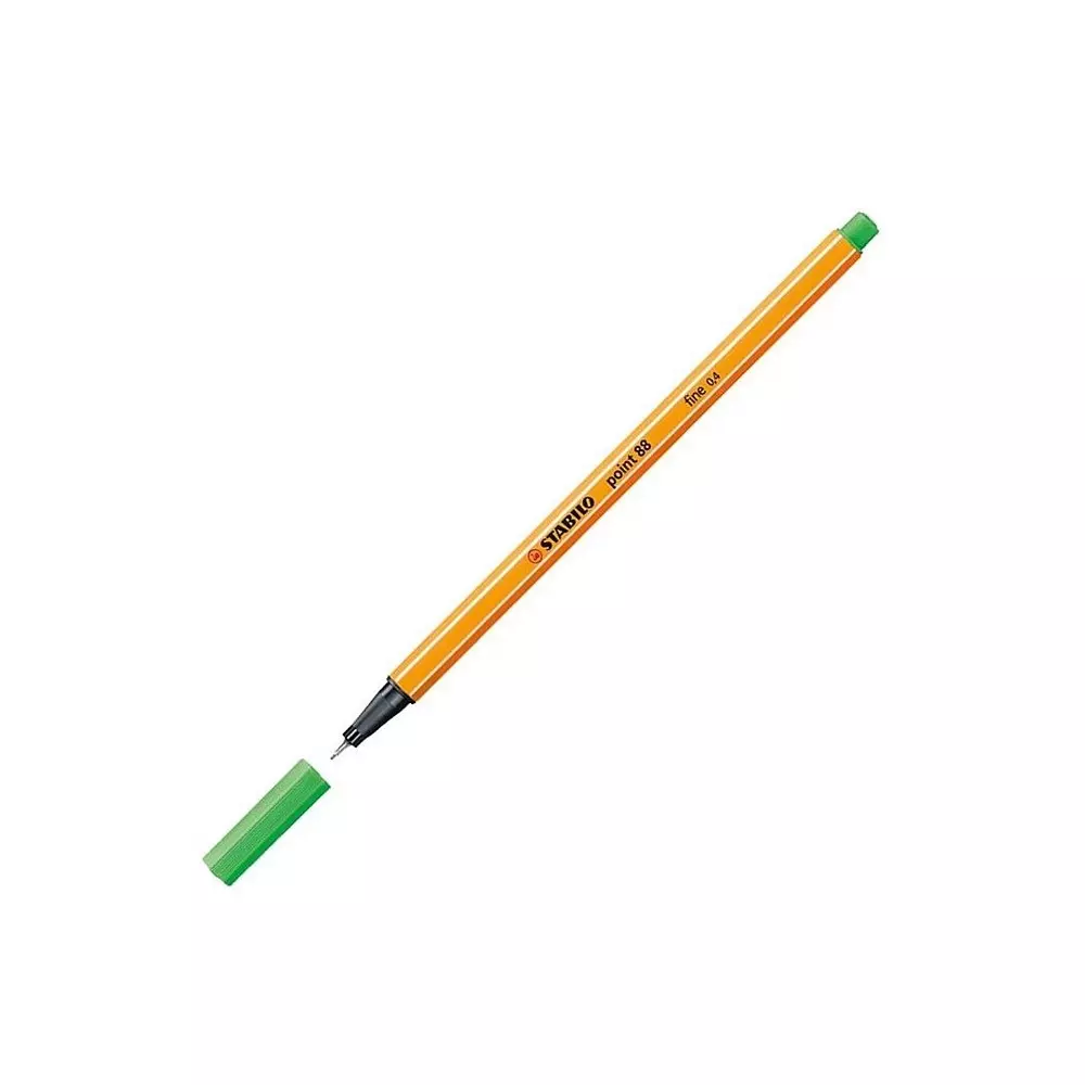 Stabilo Point 88 Fineliner Pen 0.4 mm Metal Enclosed Tip Light Green, 88/43-10PCS (Pack of 10)
