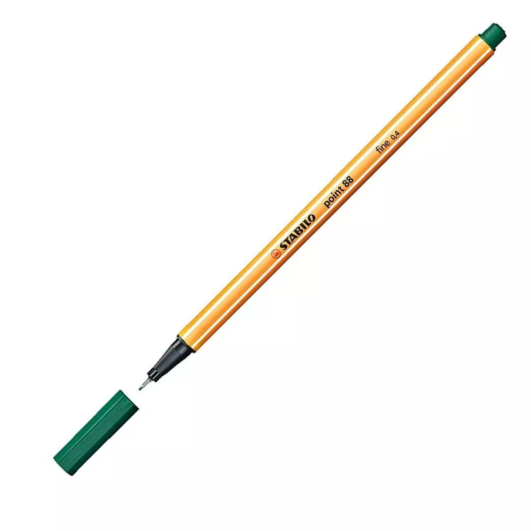 Stabilo Point 88 Fineliner Pen 0.4 mm Metal Enclosed Tip Pine Green, 88/53