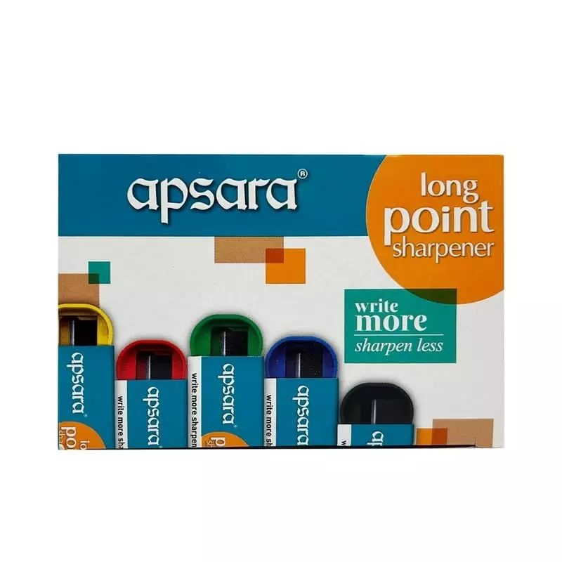 Apsara Pencil Sharpener Long Point Type Multicolor (Pack of 20)