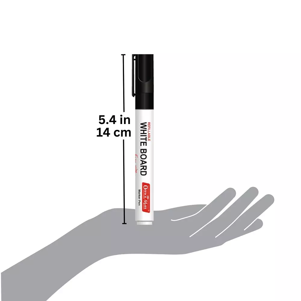 Soni Office Mate Refillable Whiteboard Marker 4.43 mm Bullet Tip Black Color for Schools & Offices (Pack of 10)