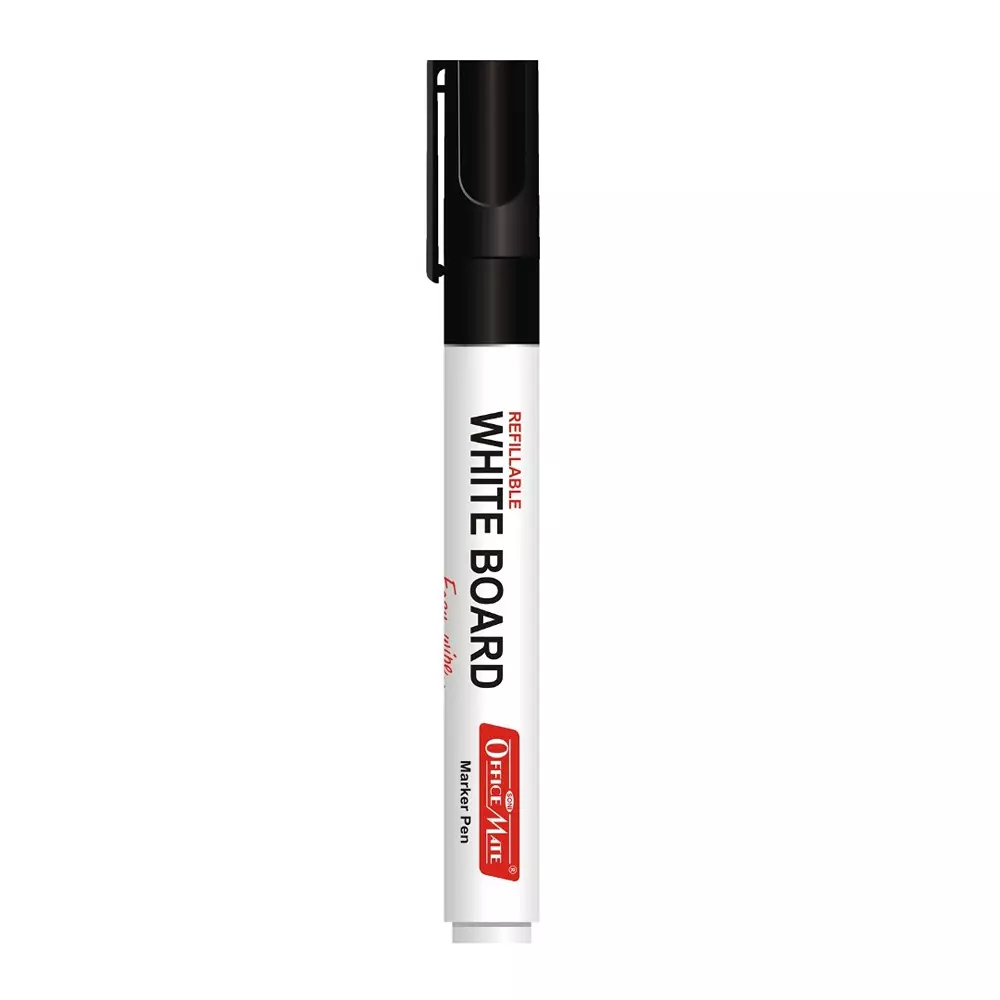 Soni Office Mate Refillable Whiteboard Marker 4.43 mm Bullet Tip Black Color for Schools & Offices (Pack of 10)