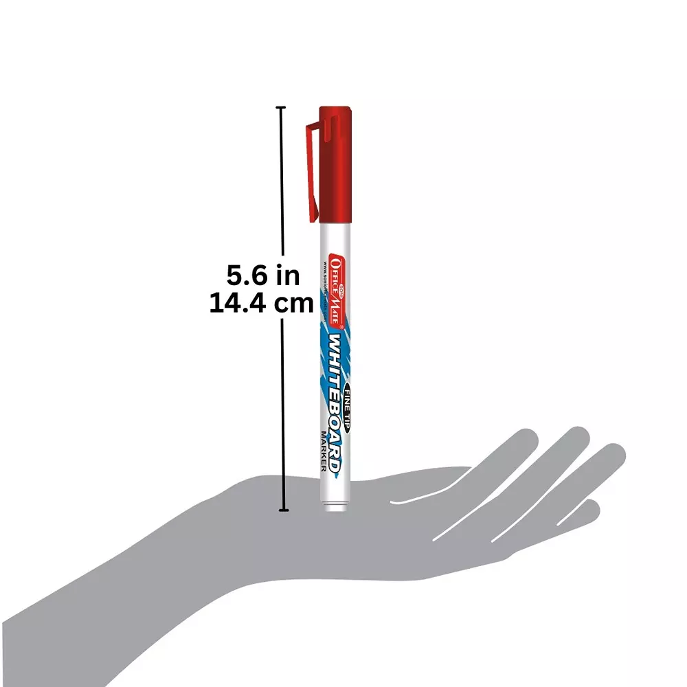 Soni Office Mate Fine Tip Whiteboard Marker 2.5 mm Bullet Tip Red Color for Schools & Offices (Pack of 10)