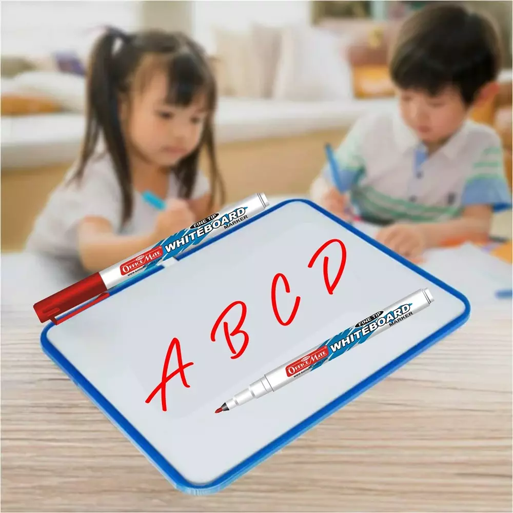 Soni Office Mate Fine Tip Whiteboard Marker 2.5 mm Bullet Tip Red Color for Schools & Offices (Pack of 10)