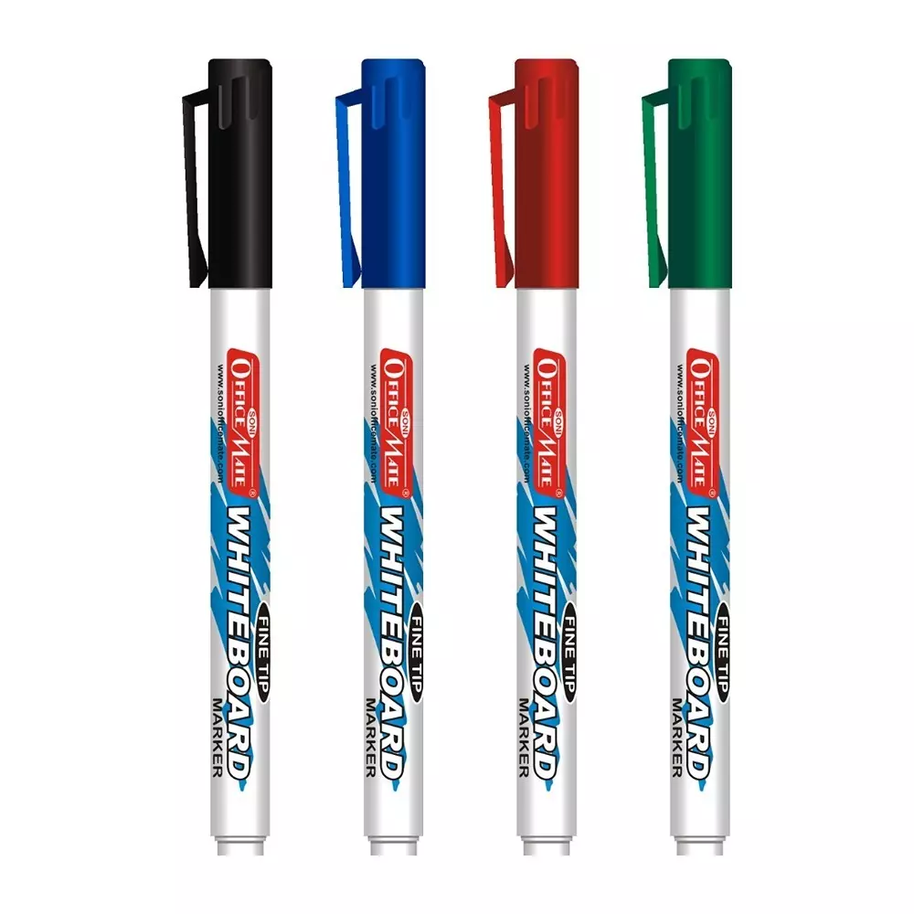 Soni Office Mate 2.5 mm Fine Tip Whiteboard Marker for Office, School, Home, Multicolor (Pack of 4)