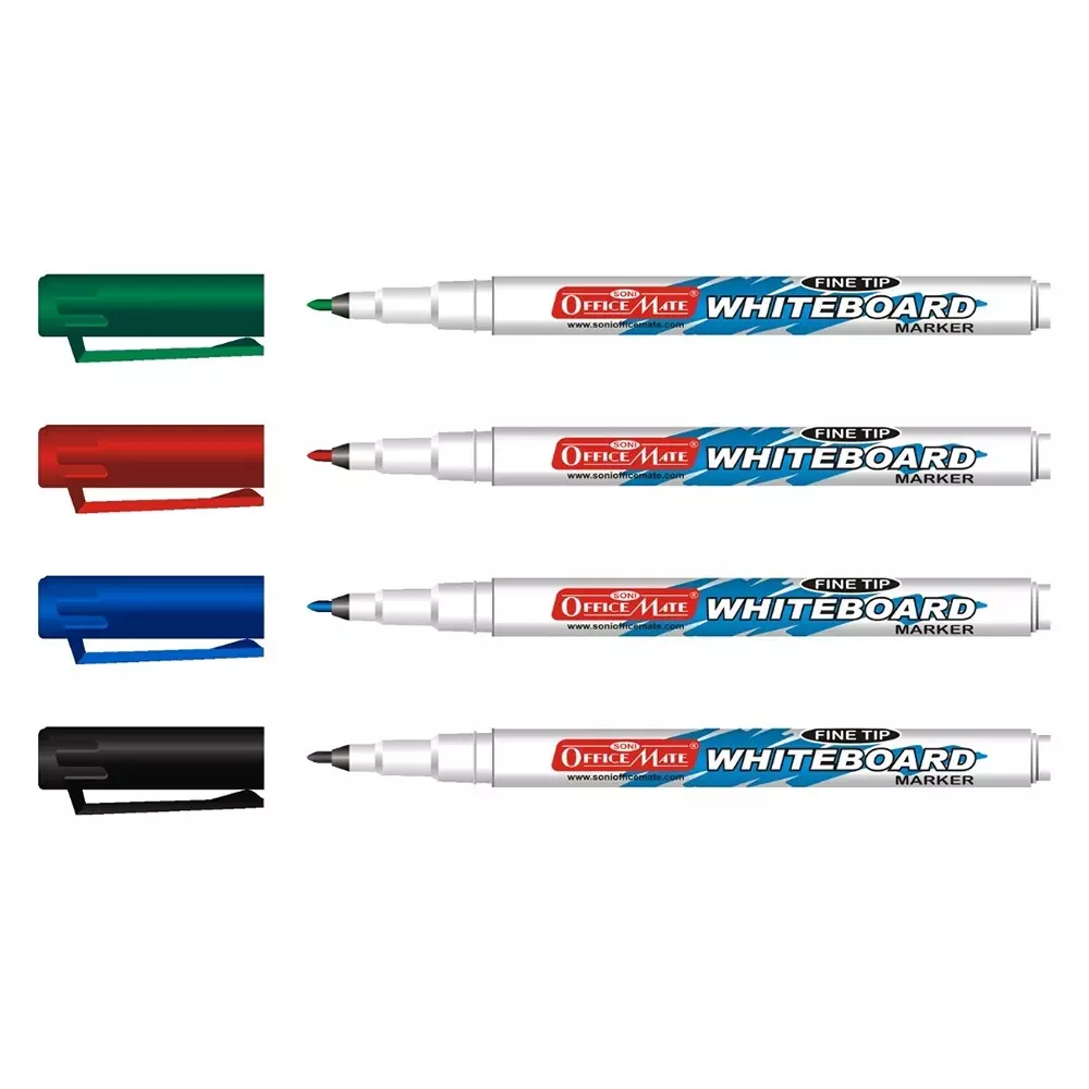 Soni Office Mate 2.5 mm Fine Tip Whiteboard Marker for Office, School, Home, Multicolor (Pack of 4)