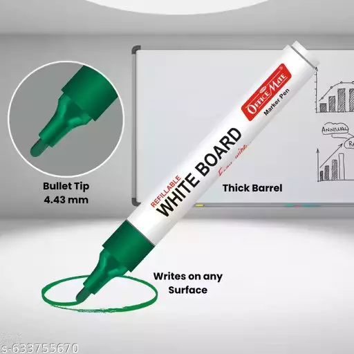 Soni OfficeMate 6 Pcs Whiteboard Markers 14 cm Size 4.43 mm Tip Size Assorted Ergonomic Grip for Office, College & School Use