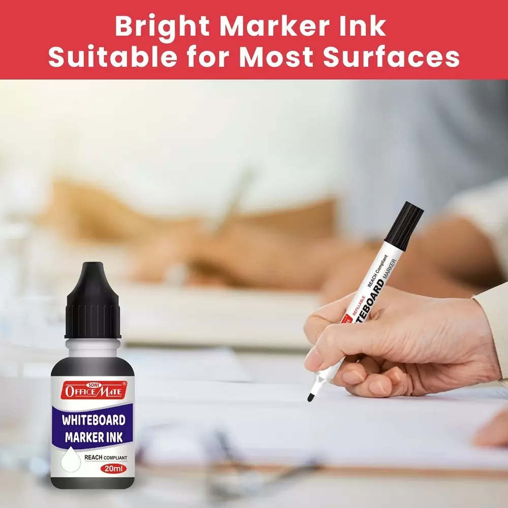 Soni Office Mate Regular Whiteboard Marker Anti Roll Cap Type Quick Dry, Easy Wipe 4.43 mm Bullet Tip Ideal For Home, School & Office Use, Multicolor (Pack of 10)