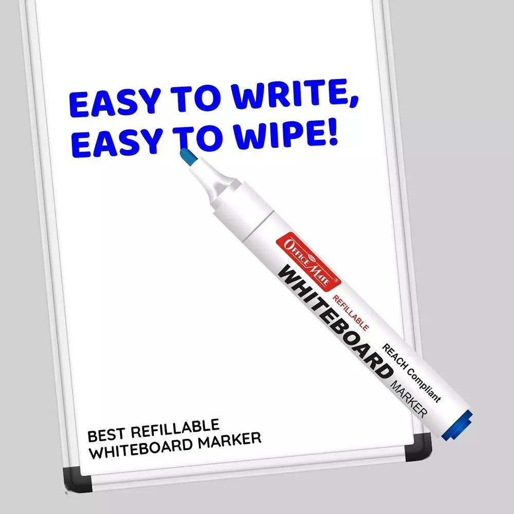 Soni Office Mate Regular Whiteboard Marker Anti Roll Cap Type Quick Dry, Easy Wipe 4.43 mm Bullet Tip Ideal For Home, School & Office Use, Multicolor (Pack of 10)