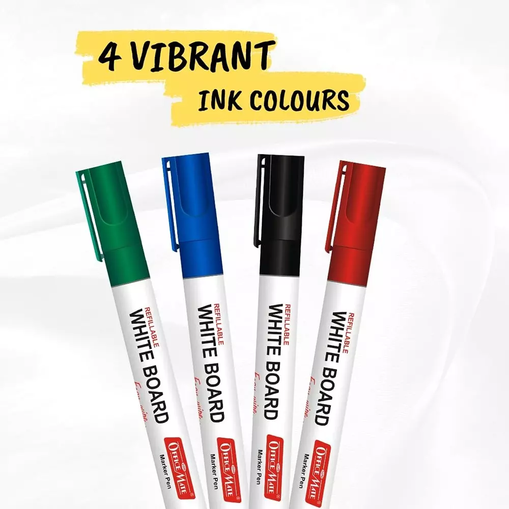 Soni OfficeMate Whiteboard Marker & Magnetic Duster Combo 14 cm Marker Size 4.43 mm Tip Size Assorted for Office, College & School Use