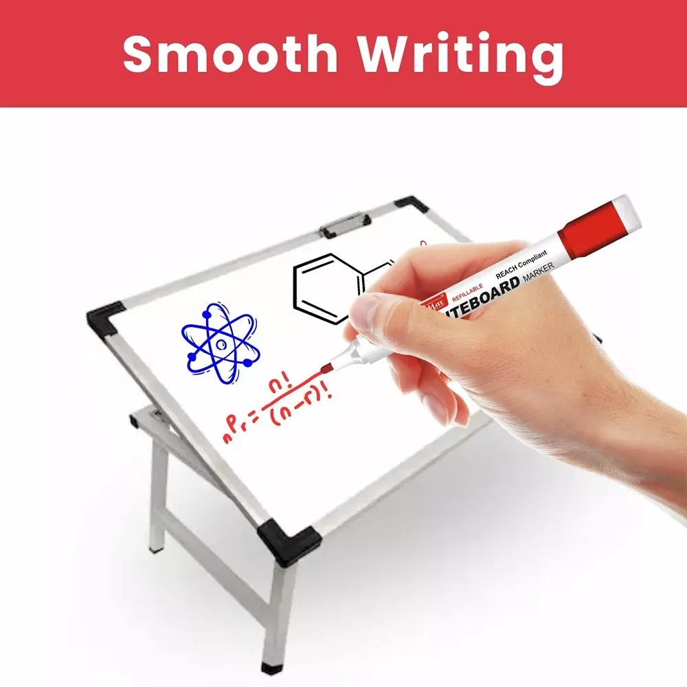 Soni Office Mate Whiteboard Marker With Duster on Cap Type Quick Dry, Easy Wipe 4.43 mm Bullet Tip Ideal For Home, School & Office Use, Multicolor (Pack of 4)