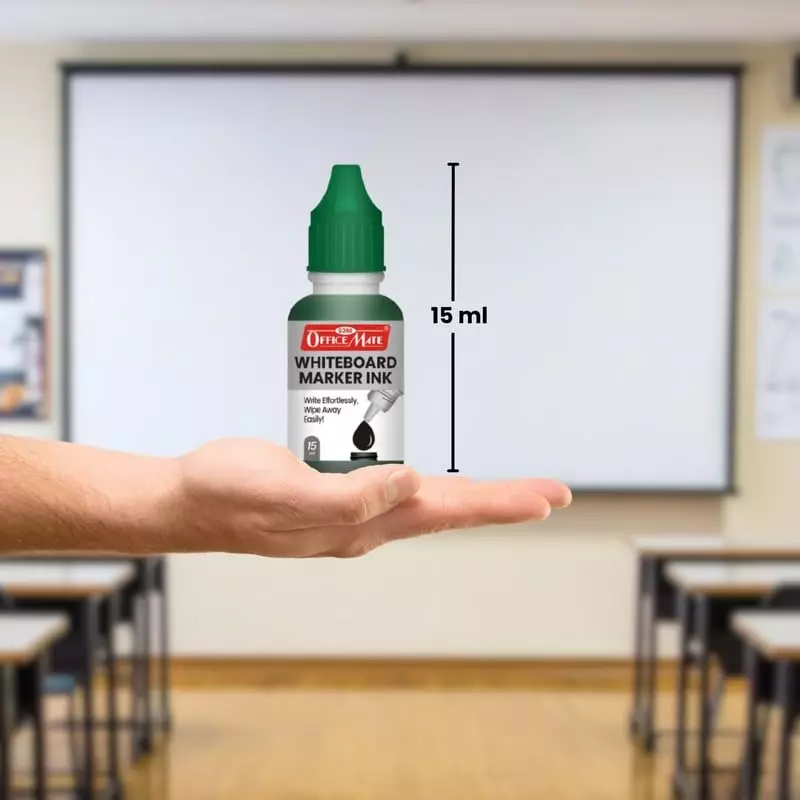 Soni OfficeMate Whiteboard Markers & Ink Combo 14 cm Marker Size 4.43 mm Tip Size 15 ml Green Ink Color for Office, College & School Use
