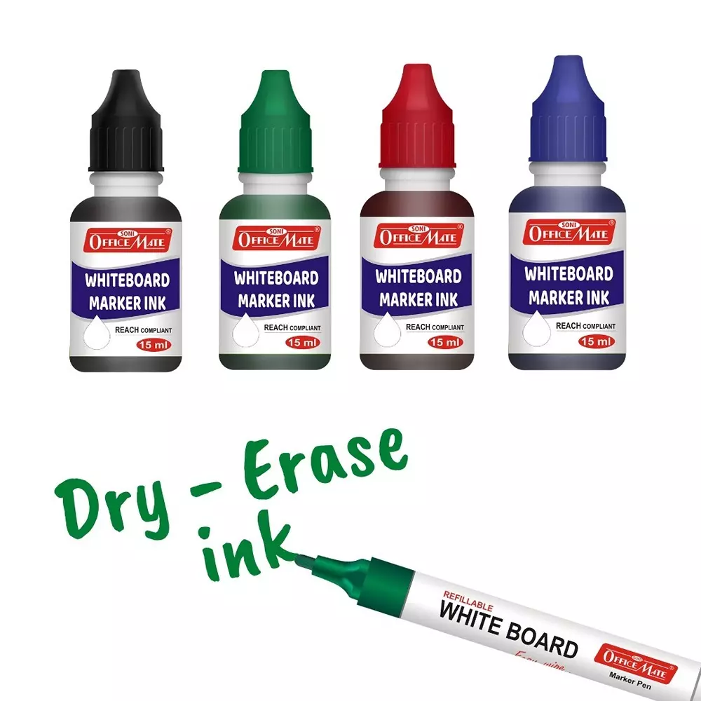 Soni Office Mate Whiteboard Marker Combo Refillable Type Low Odor, Smooth Writing Ink 4.43 mm Bullet Tip Ideal For Craft, Office & School, Multicolor (Set of 8)