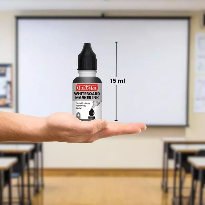 Soni OfficeMate Whiteboard Markers & Ink Combo 14 cm Marker Size 4.43 mm Tip Size 15 ml Black Ink Color for Office, College & School Use