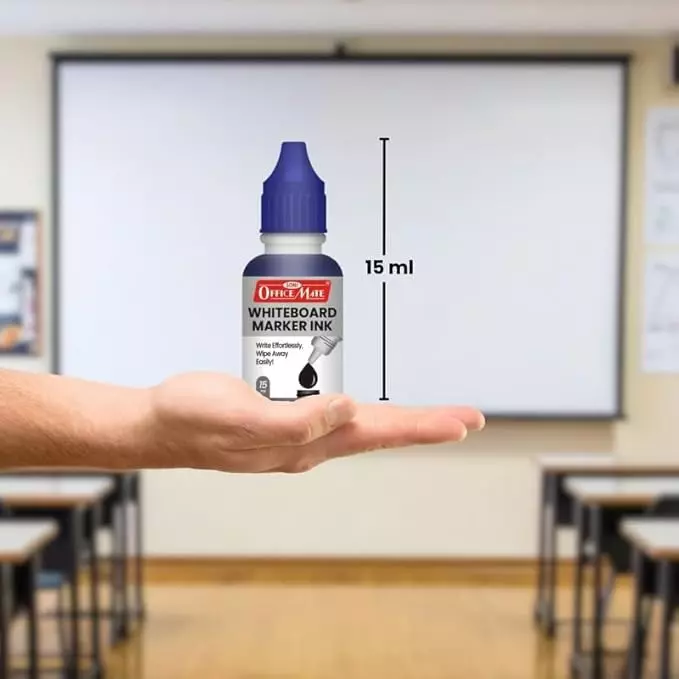 Soni OfficeMate Whiteboard Markers & Ink Combo 14 cm Marker Size 4.43 mm Tip Size 15 ml Blue Ink Color for Office, College & School Use