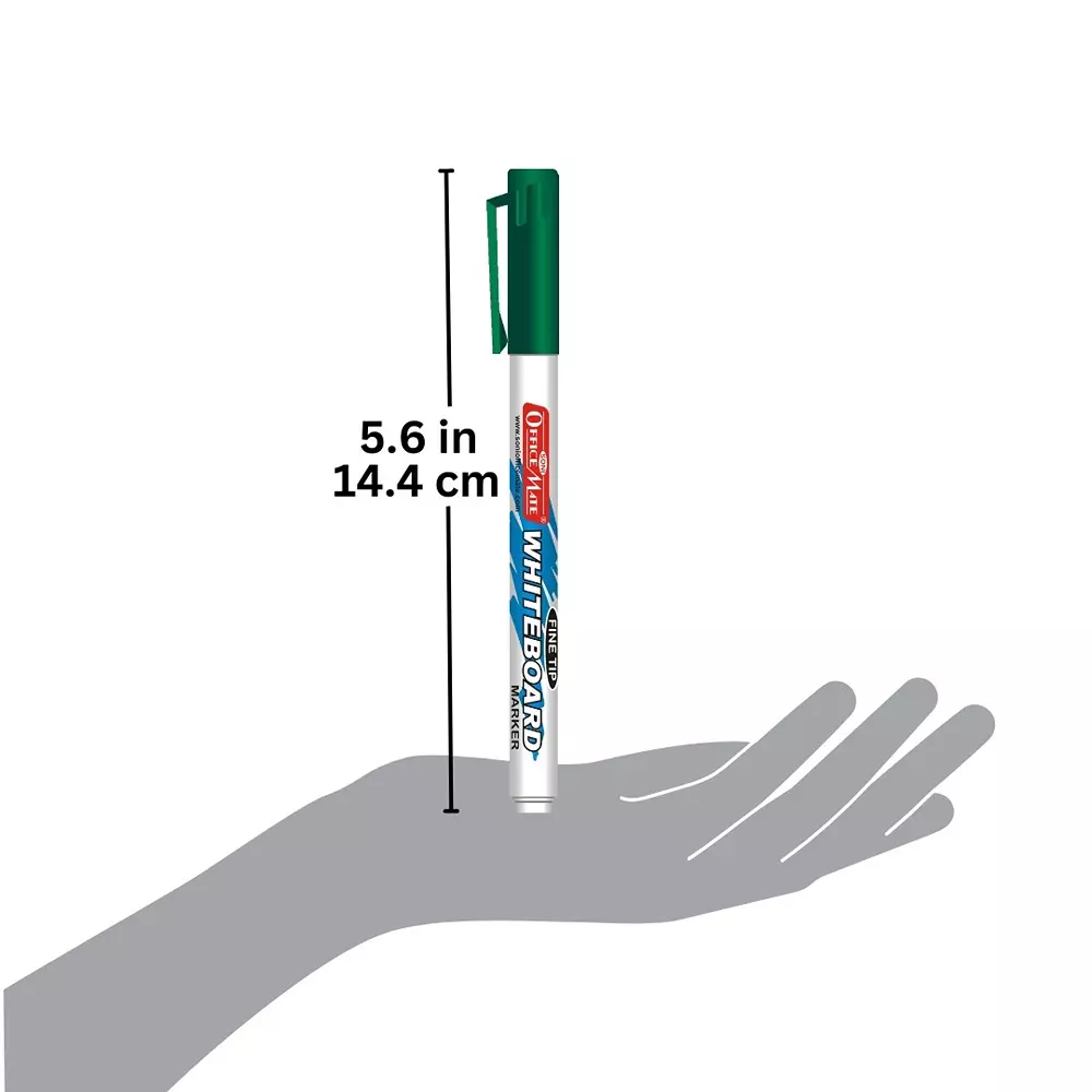 Soni Office Mate Fine Tip Whiteboard Marker 2.5 mm Bullet Tip Green Color for Schools & Offices (Pack of 10)