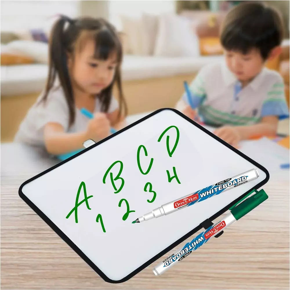 Soni Office Mate Fine Tip Whiteboard Marker 2.5 mm Bullet Tip Green Color for Schools & Offices (Pack of 10)